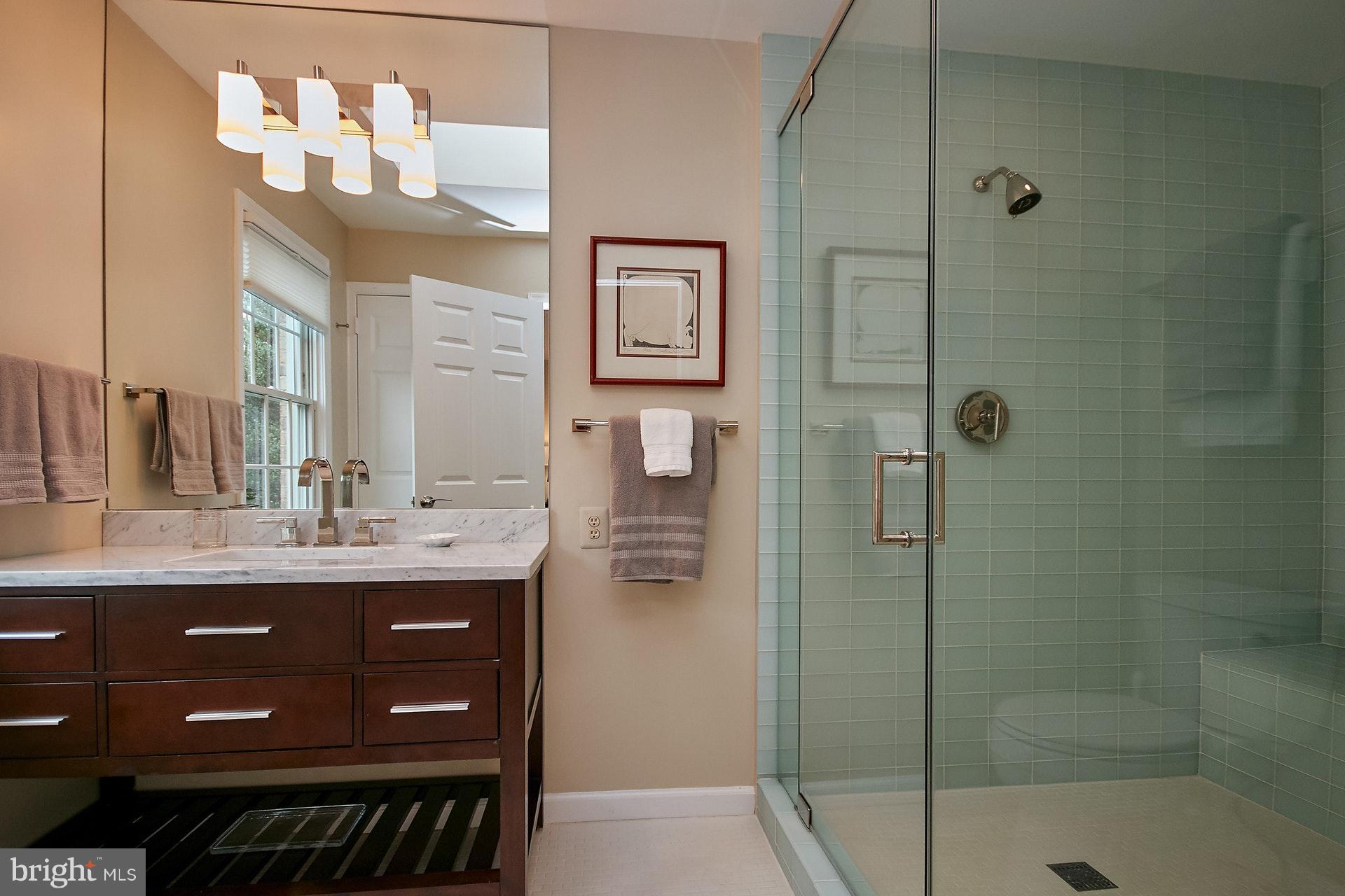 6314 Hunting Ridge Lane McLean, VA 22101 - Photo 22 of 35 Guest Bath with Glass Shower and Glass Tiles