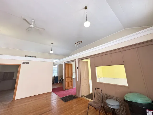 a view of a livingroom with a wooden floor