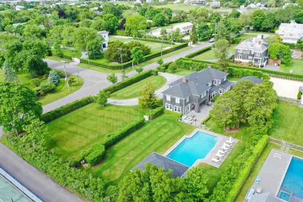 an aerial view of a house