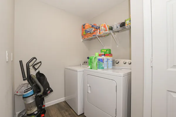 a view of storage and utility room with toys