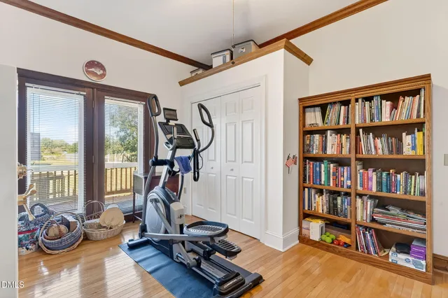 a view of a garden with an outdoor space