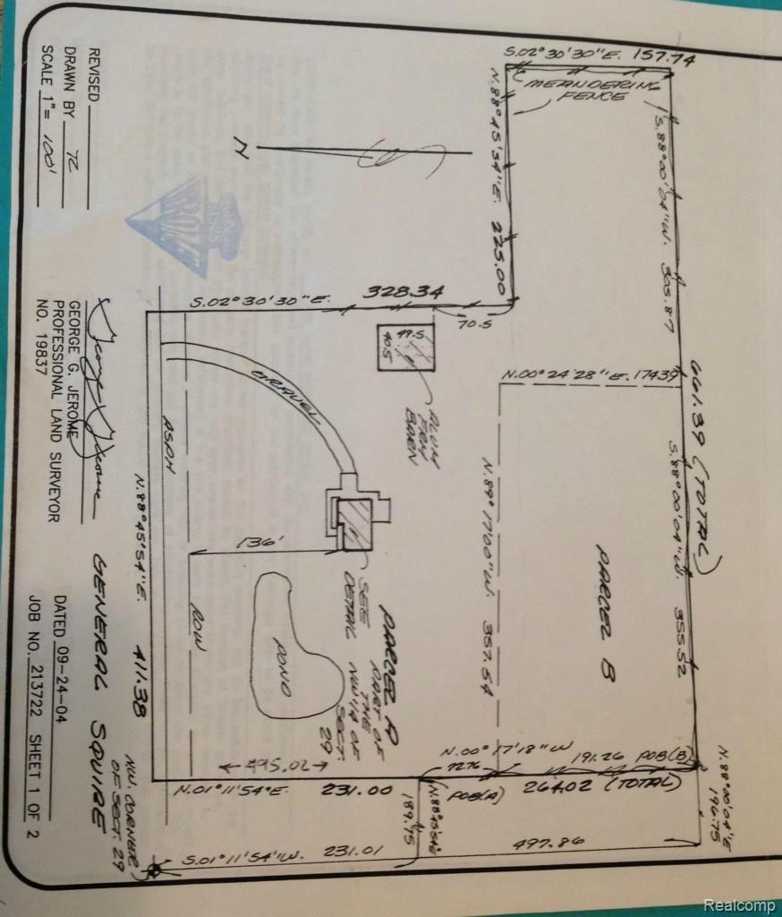 6544 General Squier Road Almont, MI 48003 - Photo 53 of 53 Survey land dimensions. (Parcel A and B all one parcel with sale.)