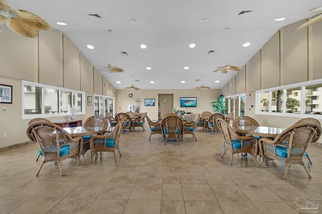 a view of a dining area with furniture