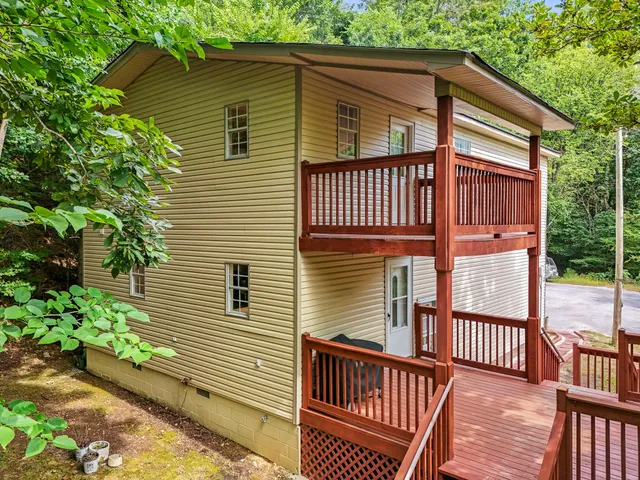 a view of a big yard with large trees