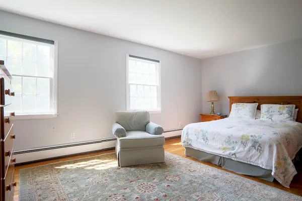 a bedroom with bed and window