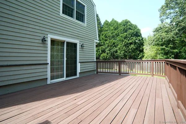 a view of a wooden deck