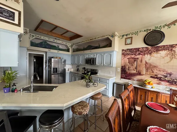 a kitchen with lots of counter top space
