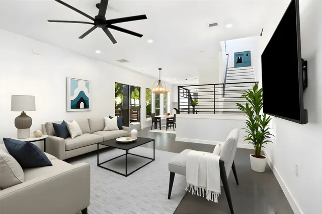 a living room with furniture