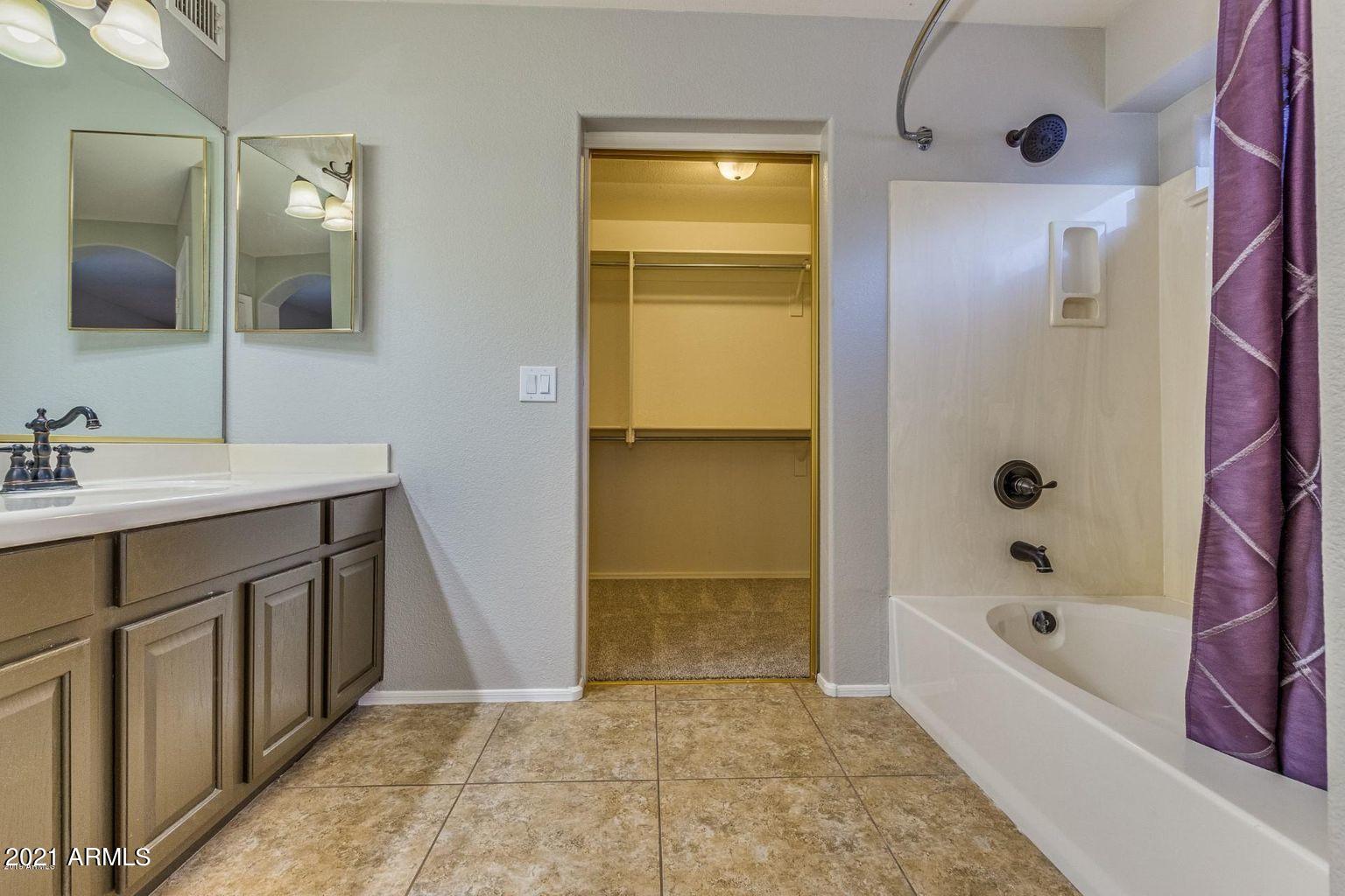 1791 East Del Rio Street Gilbert, AZ 85295 - Photo 15 of 28 a bathroom with a bathtub a sink a vanity and a shower