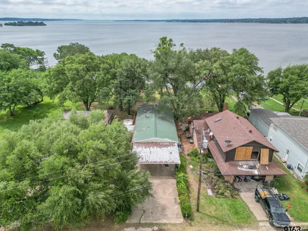 an aerial view of a house