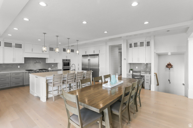 1354 South 800 East Mapleton, UT 84664 - Photo 18 of 129 Dining room featuring recessed lighting and light wood-style flooring