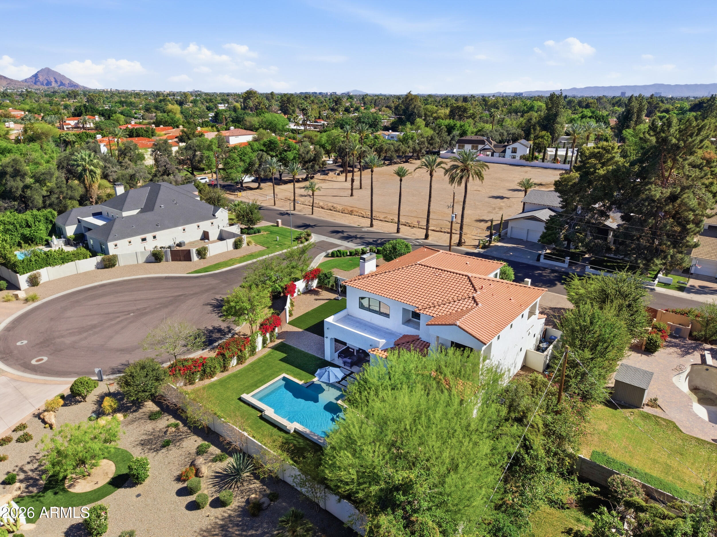 40 West Frier Drive Phoenix, AZ 85021 - Photo 51 of 54 an aerial view of a house with garden space and outdoor seating