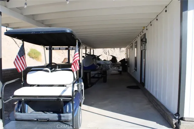 a view of swimming pool from a balcony