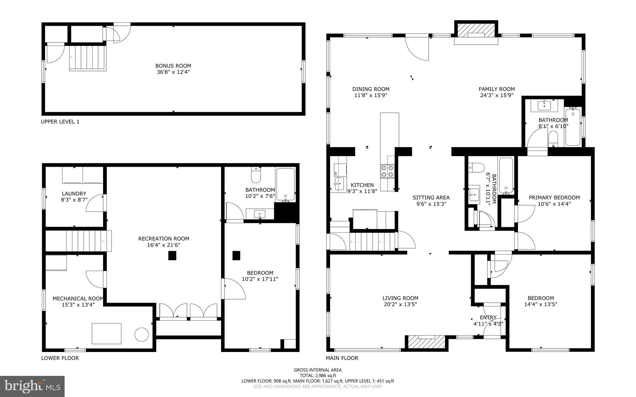 3737 East Joppa Road Nottingham, MD 21236 - Photo 29 of 32 Floorplans of Upper, Main and Basement Levels