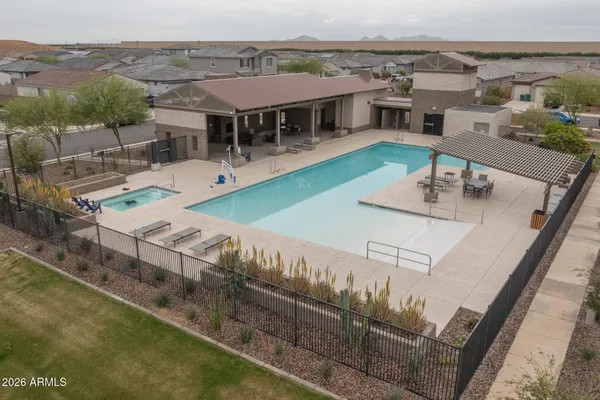 a view of a city with lawn chairs