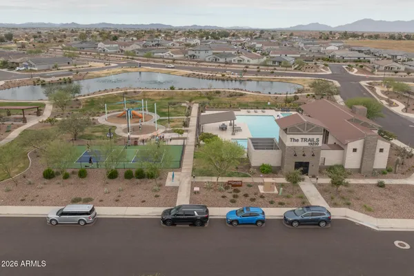 an aerial view of a house