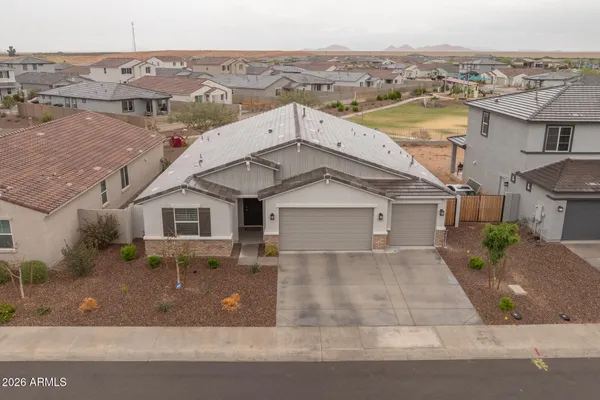 an aerial view of a house