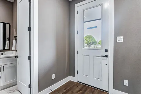 a view of bathroom with front door