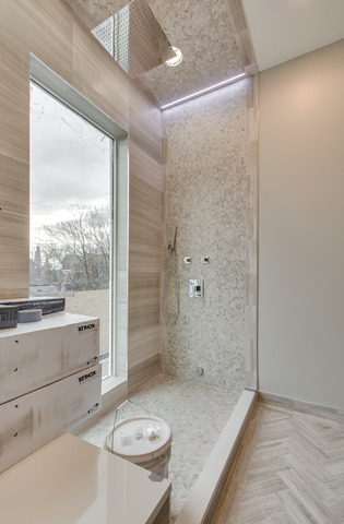 2042 West Rice Street, Unit 3 Chicago, IL 60622 - Photo 19 of 19 a bathroom with a granite countertop sink a toilet and shower
