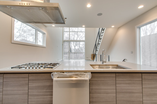 2042 West Rice Street, Unit 3 Chicago, IL 60622 - Photo 5 of 19 a kitchen with kitchen island stainless steel appliances a sink stove and window