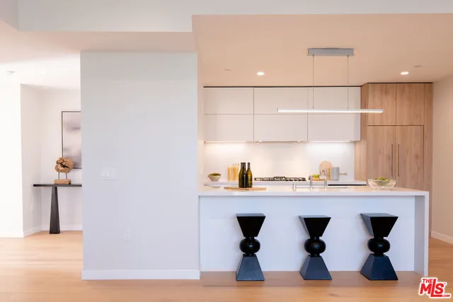 a kitchen with stainless steel appliances granite countertop a sink and a refrigerator