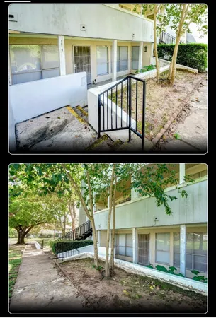 a view of a house with backyard from balcony