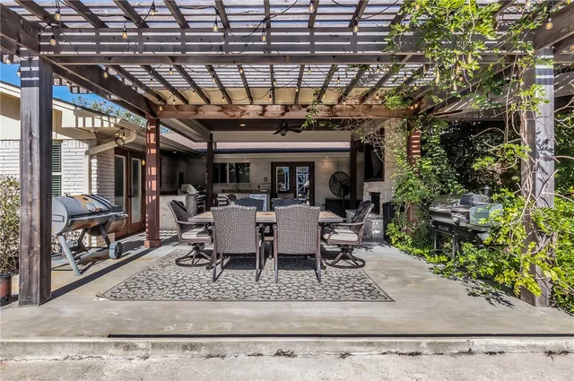 a view of a table and chairs in patio