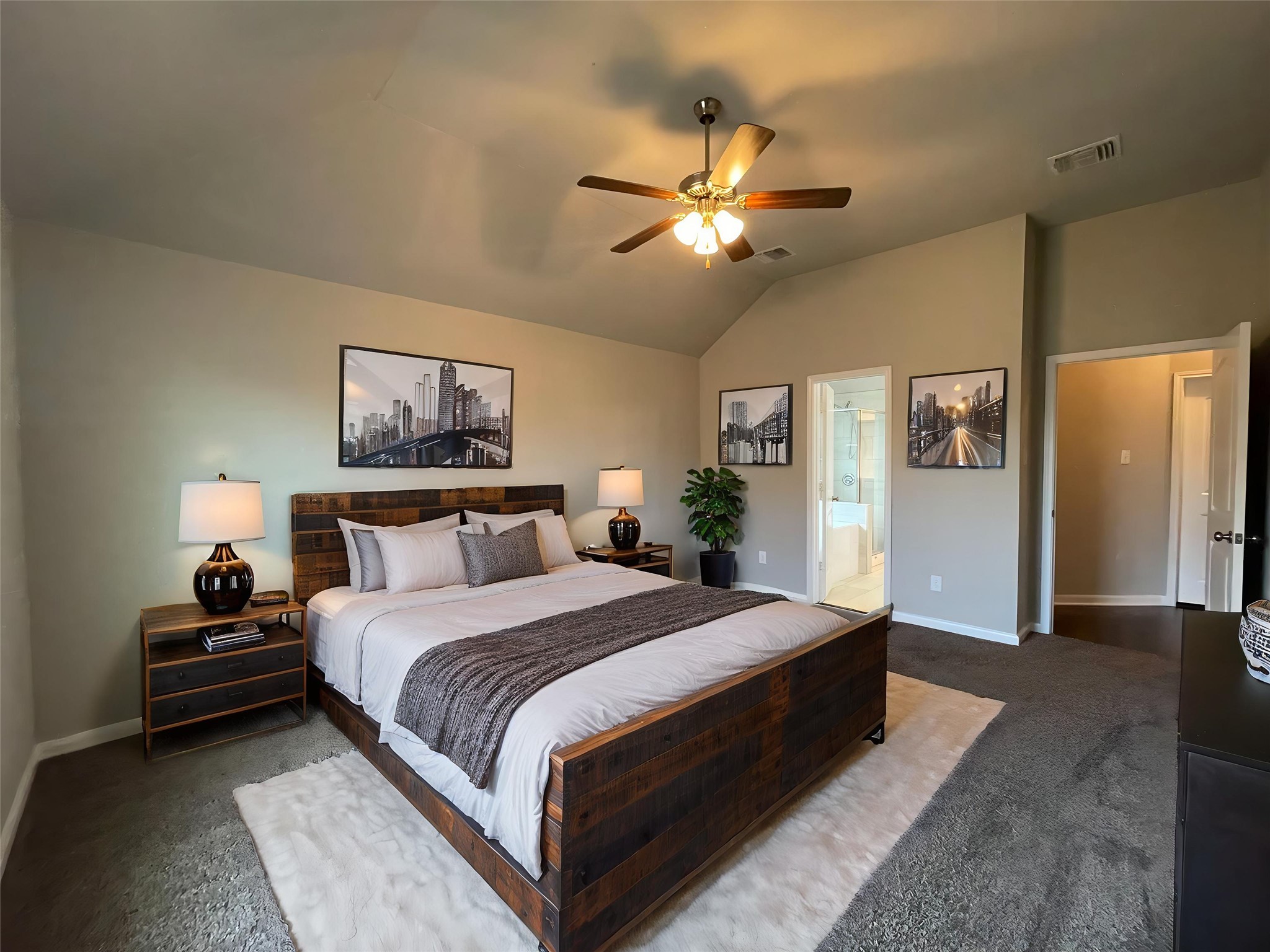 8113 Northgate Loop Temple, TX 76502 - Photo 13 of 35 Spacious room featuring vaulted ceilings, a ceiling fan with integrated lighting, and carpet flooring