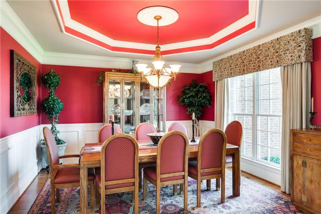 1475 Ridley Drive Franklin, TN 37064 - Photo 3 of 20 Stunning formal dining room with decorative trey ceiling. Sand/finish hardwoods all on main except master bedroom. Home features central vac and intercom. Beautiful crown molding on both floors. 9' ceilings up and down.