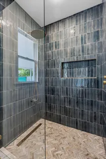 a bathroom with a shower