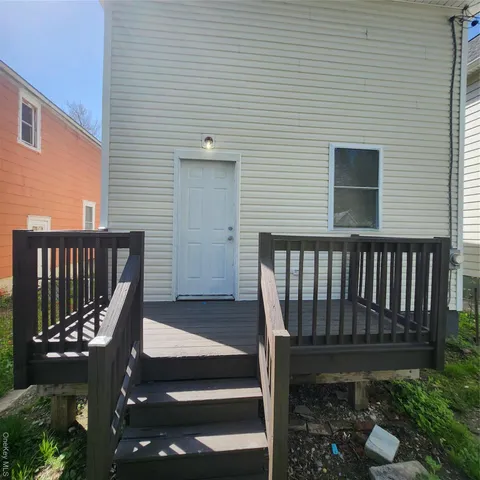 a view of wooden balcony