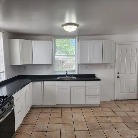 a kitchen with a sink a stove and cabinets