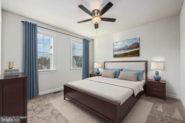 an aerial view of a house with outdoor space