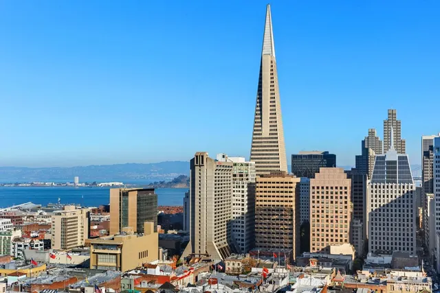 a front view of a city