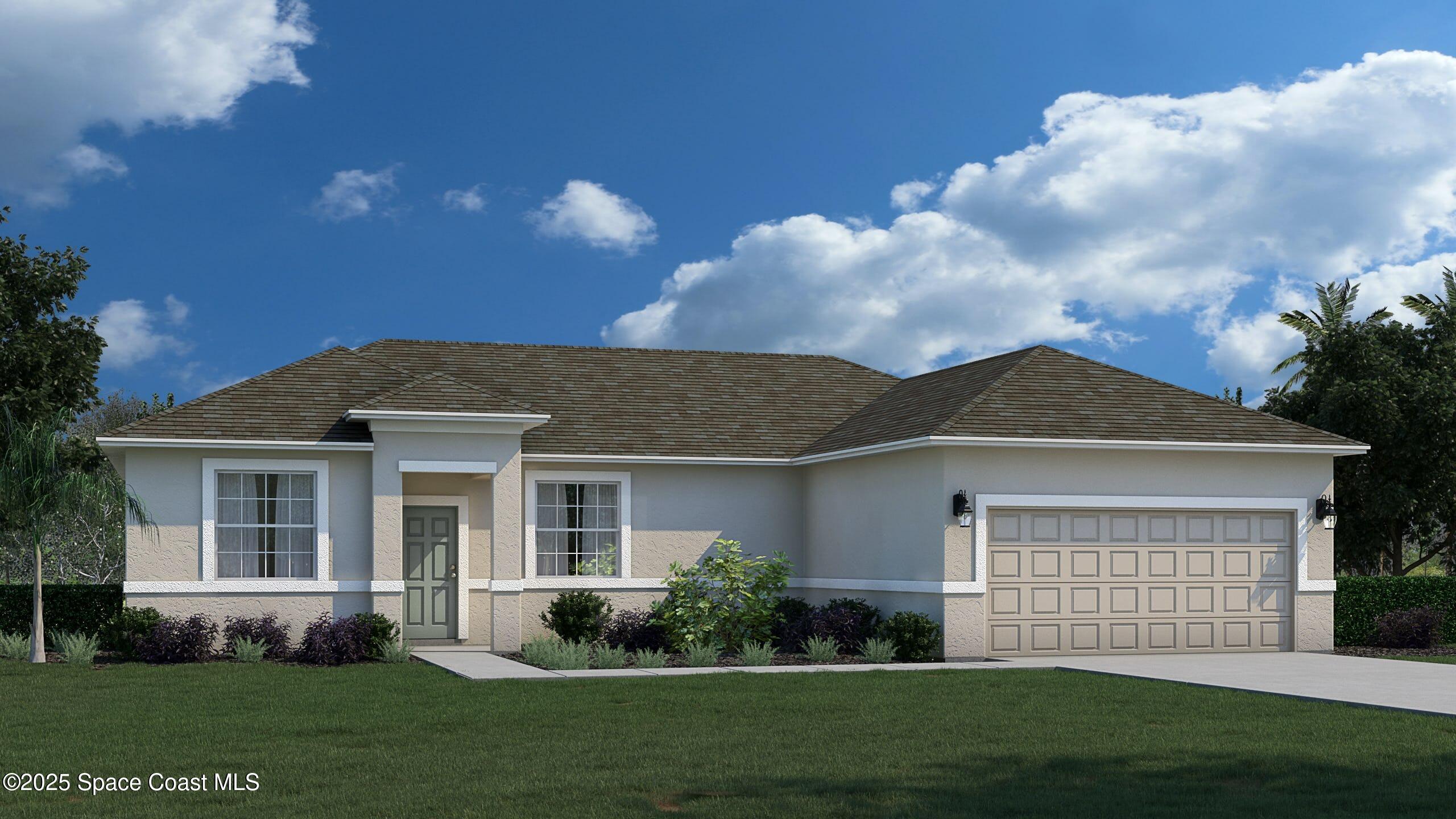 1753 Skyline Lane Sebastian, FL 32958 - Photo 2 of 2 a front view of a house with a garden and yard