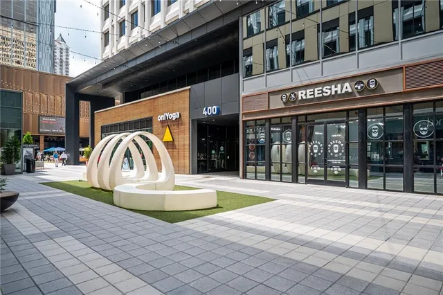 a view of a brick building with a outdoor space