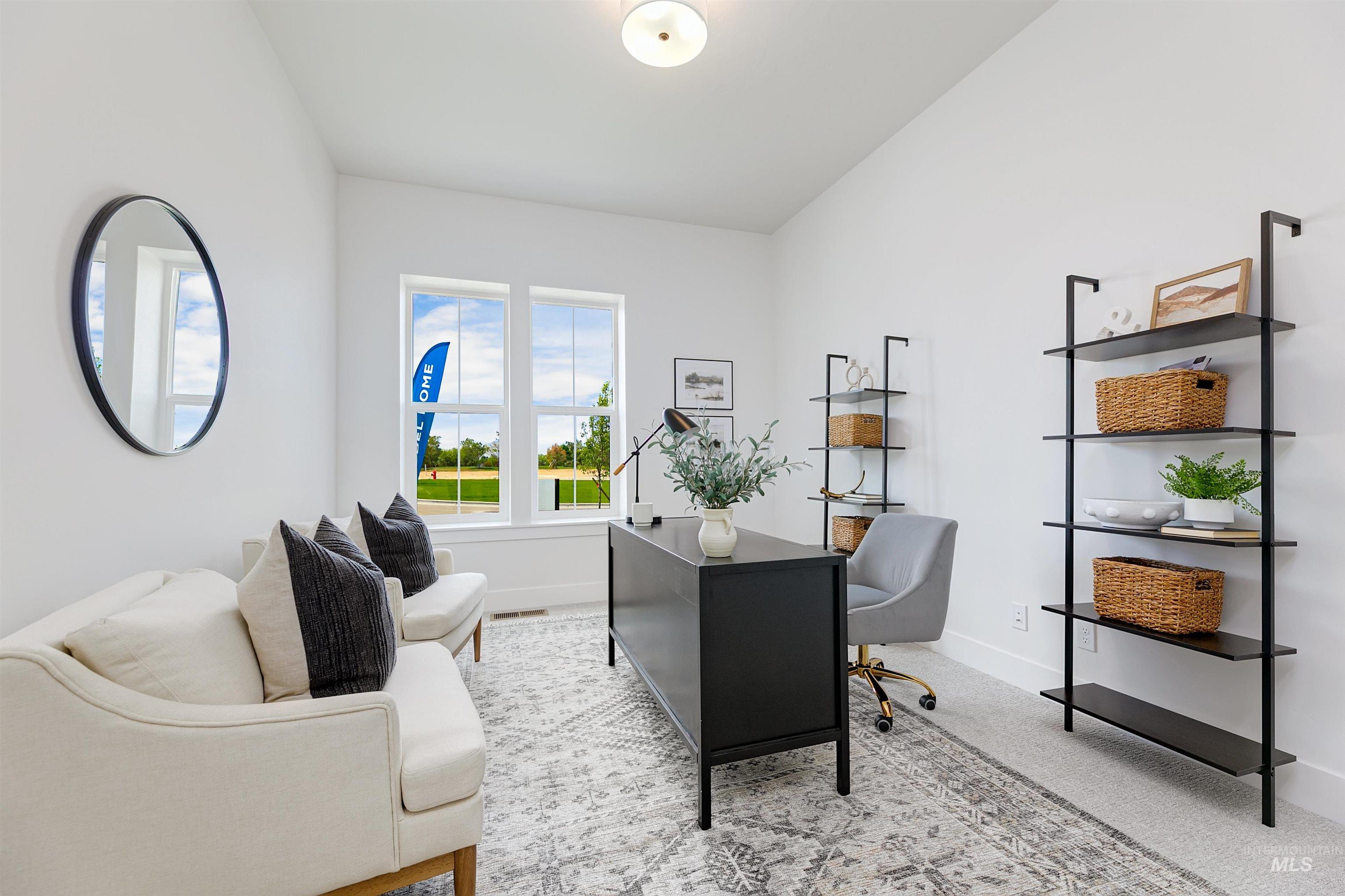 11468 South Saylis Place Kuna, ID 83634 - Photo 27 of 38 Office space featuring light carpet and lofted ceiling