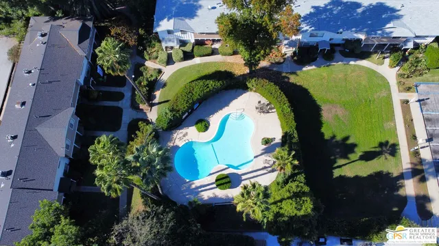 a view of a park with plants and trees
