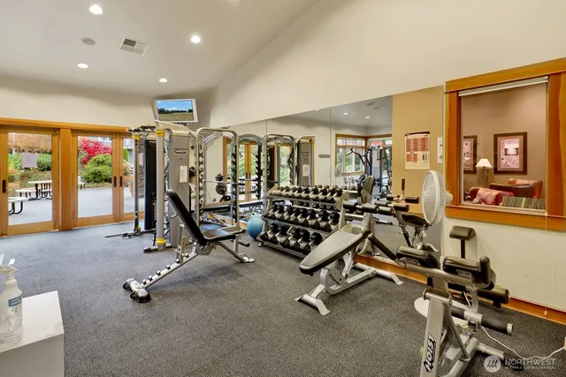 a view of a room with gym equipment