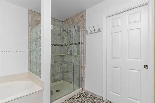 a bathroom with a shower
