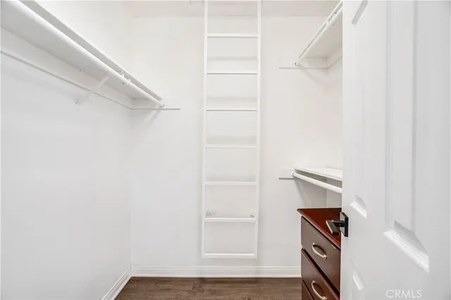 a view of an empty walk in closet