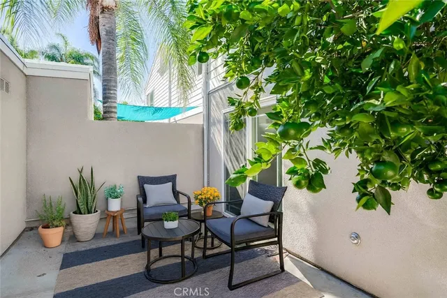 a outdoor view with a seating space