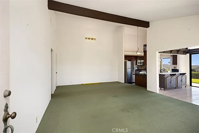 a view of outdoor space with signage and flags