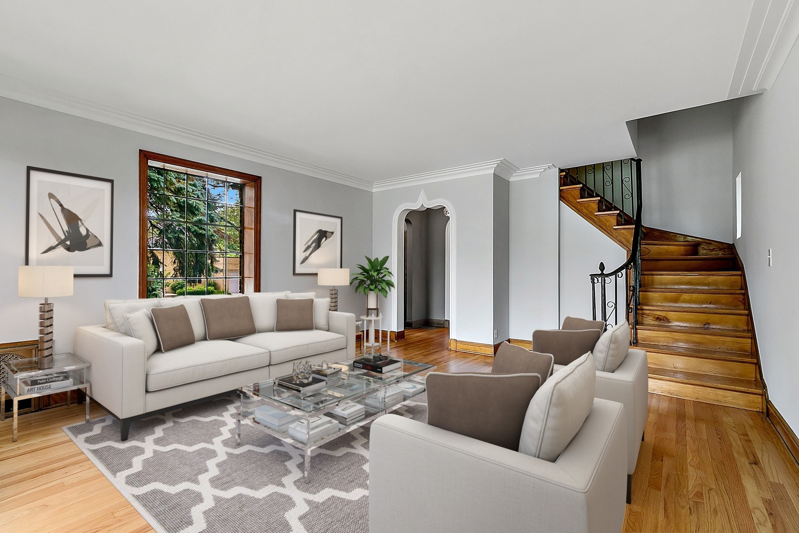 595 East Parkway Road Riverside, IL 60546 - Photo 2 of 35 a living room with furniture and a wooden floor