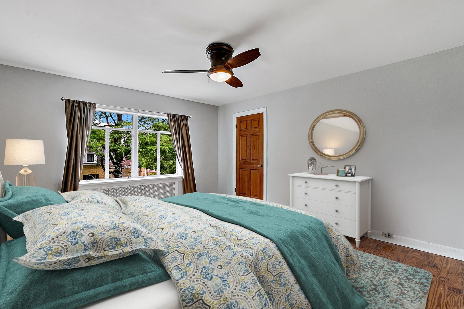 595 East Parkway Road Riverside, IL 60546 - Photo 16 of 35 a bedroom with a bed and wooden floor