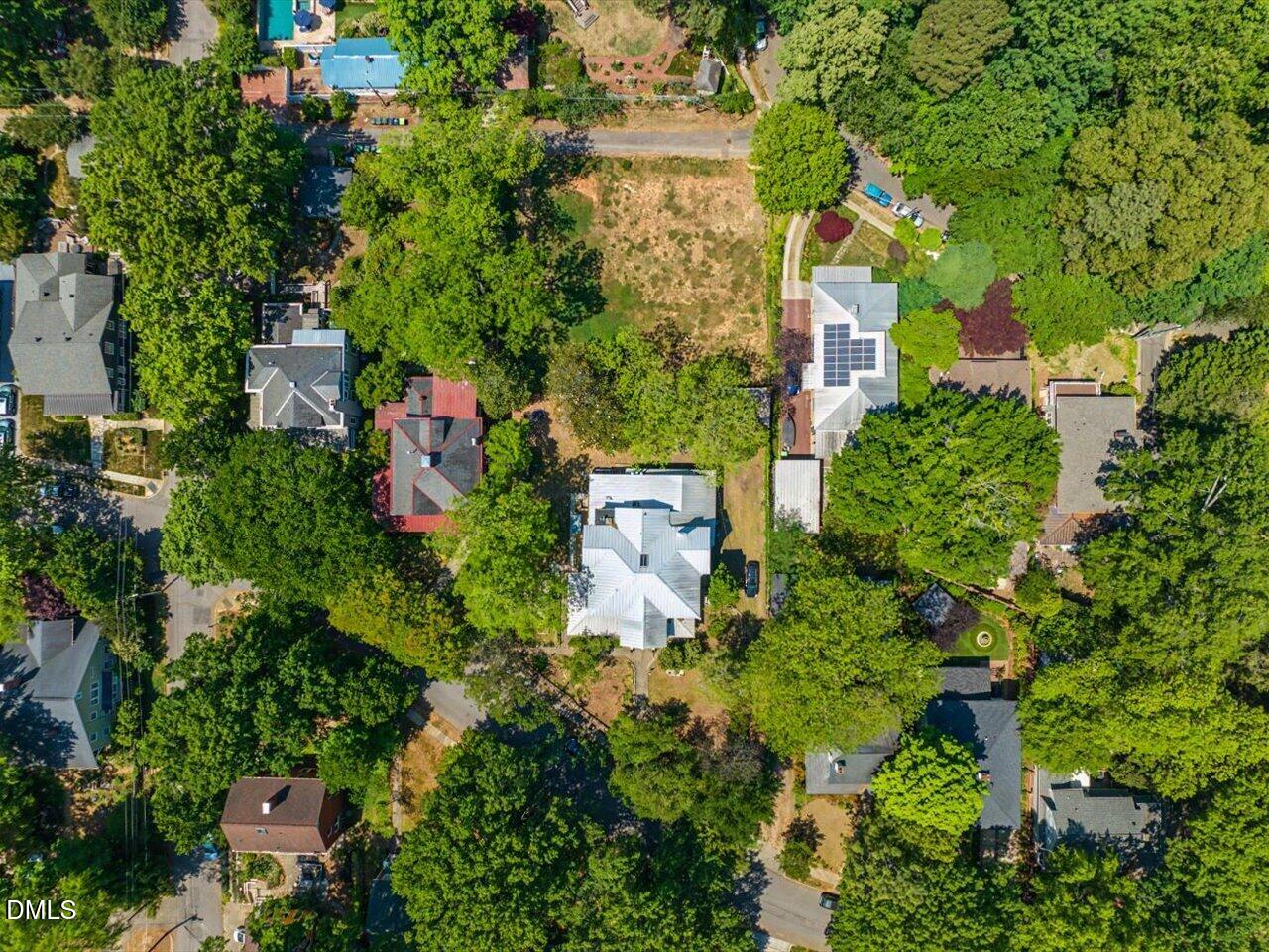 215 Hillcrest Road Raleigh, NC 27605 - Photo 93 of 97 an aerial view of residential house with outdoor space and trees all around