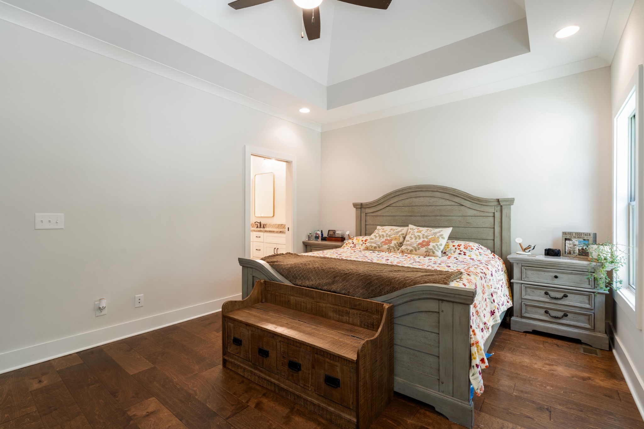 659 Turney Road Auburntown, TN 37016 - Photo 24 of 40 a bedroom with a bed and a chandelier