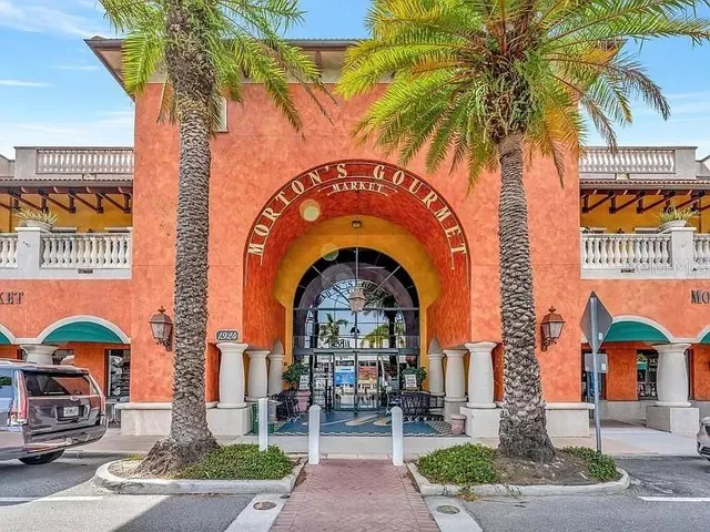 a front view of a building with street