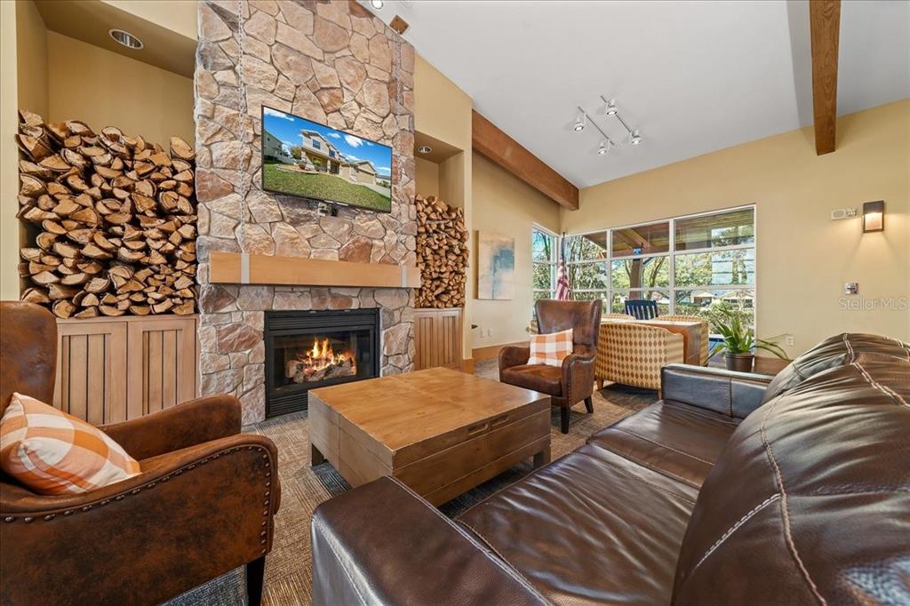4555 Southwest 52nd Circle, Unit 106 Ocala, FL 34474 - Photo 59 of 100 a living room with furniture and a fireplace