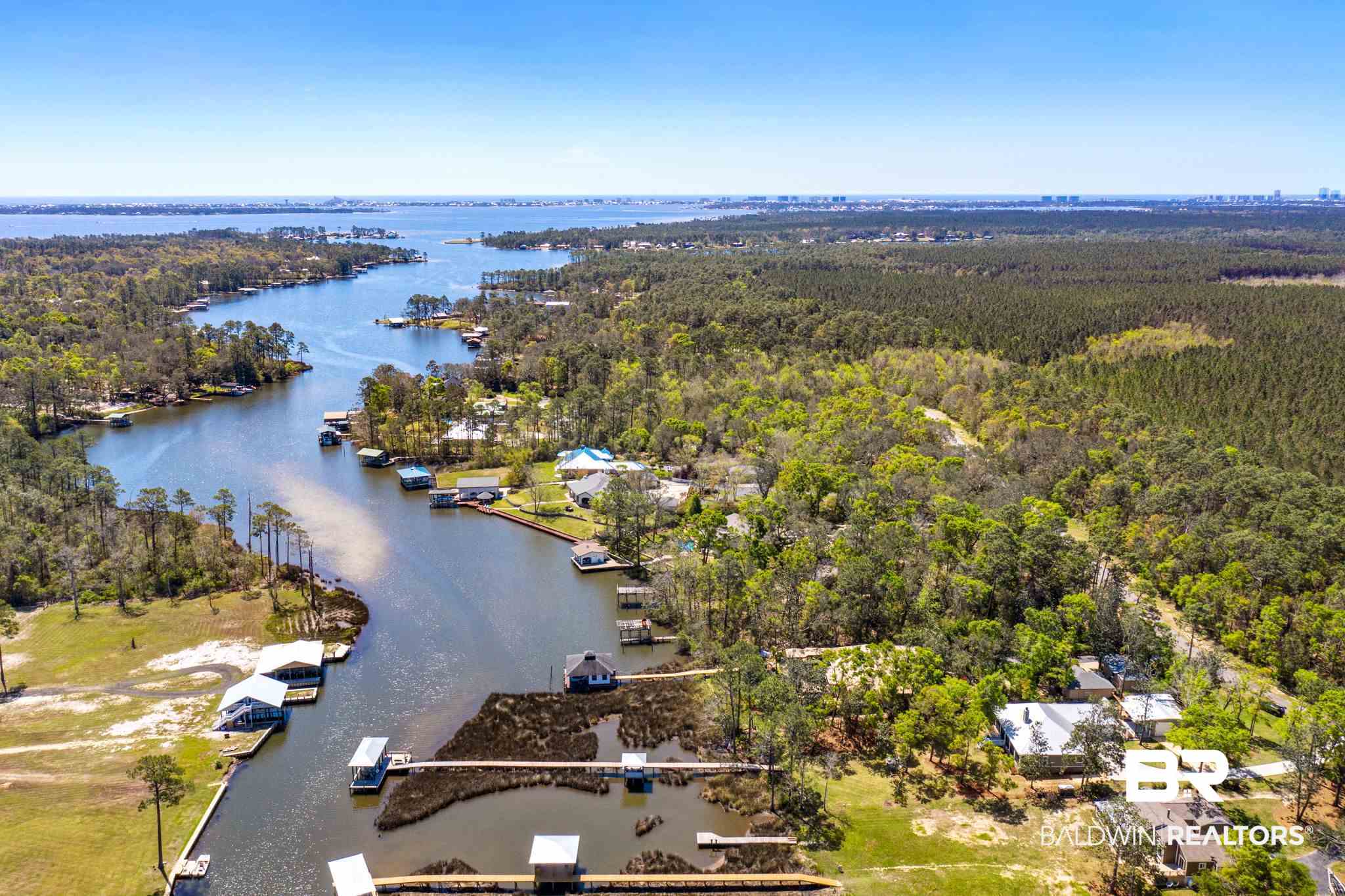 9380 Neumann Drive Elberta, AL 36530 - Photo 2 of 49 Aerial view of Palmetto Creek toward the Bay